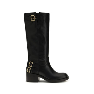 Chloé Black Calf Leather Bos Taurus Flat Boots