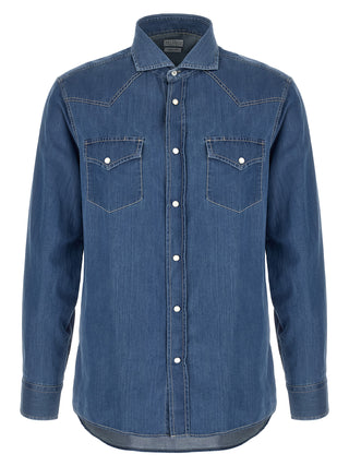Brunello Cucinelli Blue Cotton Blouse