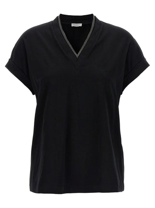 Brunello Cucinelli Black Cotton T-Shirt