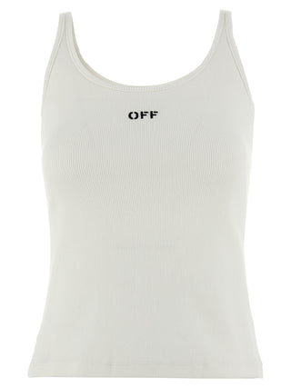 Off-White White Cotton Sleeveles T-Shirt