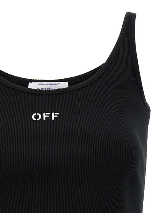 Off-White Black Cotton Sleeveles T-Shirt