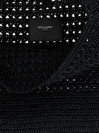 Saint Laurent Black Raffia Tote Bag