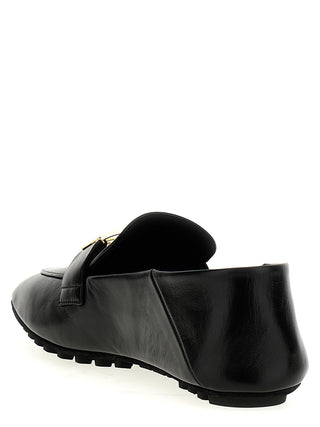 Fendi Black Lamb Leather Slip-On Loafers