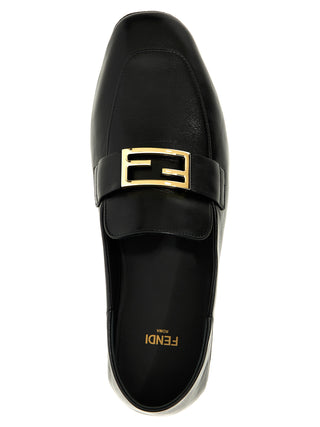 Fendi Black Lamb Leather Slip-On Loafers