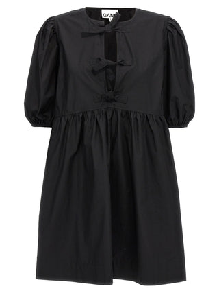 Ganni Black Cotton Short Dress