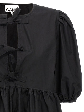 Ganni Black Cotton Short Dress