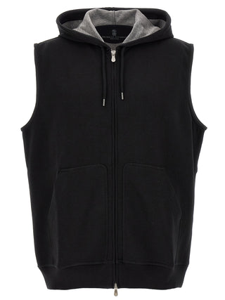 Brunello Cucinelli Black Cotton Sleeveless Jacket
