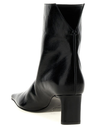 Khaite Black Calfskin Ankle Boots