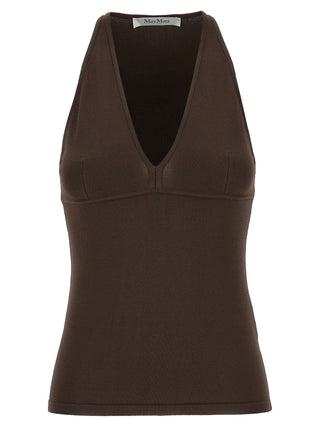 Max Mara Brown Viscose Sleeveles T-Shirt