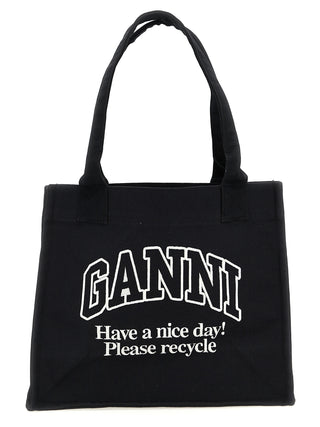 Ganni Bicolor Recycled Cotton Tote Bag