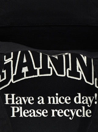 Ganni Bicolor Recycled Cotton Tote Bag