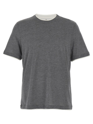 Brunello Cucinelli Gray Silk T-Shirt