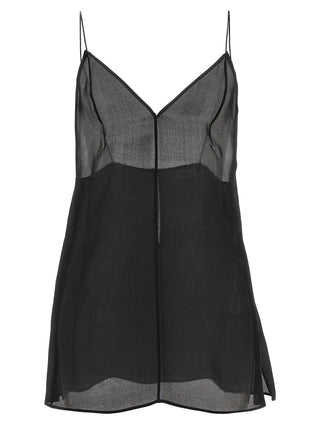 Khaite Black Silk Tank Tops