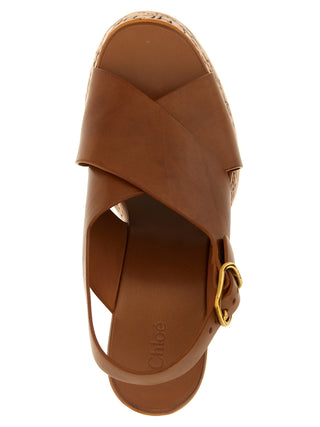 Chloé Brown Calfskin Wedge Sandals