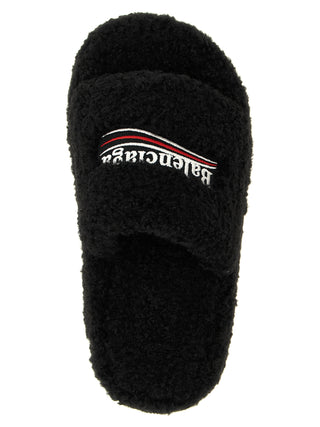 Balenciaga Black Polyester Slides