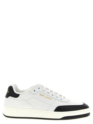 Saint Laurent Bicolor Calfskin Low Top Sneakers