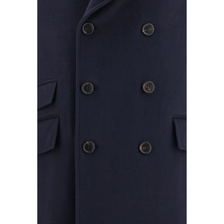 Brunello Cucinelli Blue Wool Oves Aries Coat