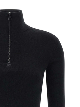 Courrèges Black Merino Wool Short Dress