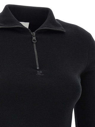 Courrèges Black Merino Wool Short Dress