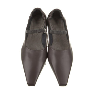 Brunello Cucinelli Brown Leather Ballet Flats