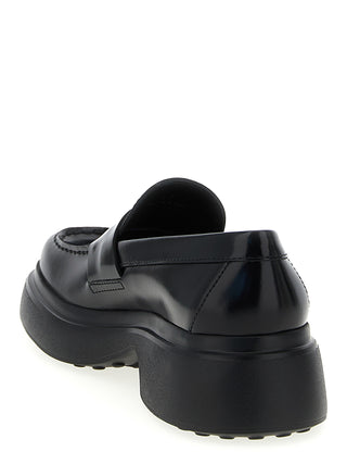 Tod's Black Calfskin Slip-On Loafers