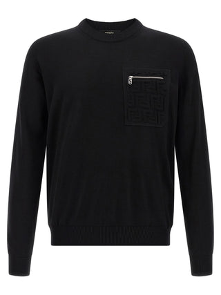 Fendi Black Virgin Wool Cardigan