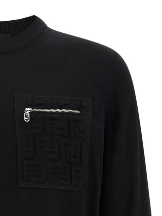 Fendi Black Virgin Wool Cardigan