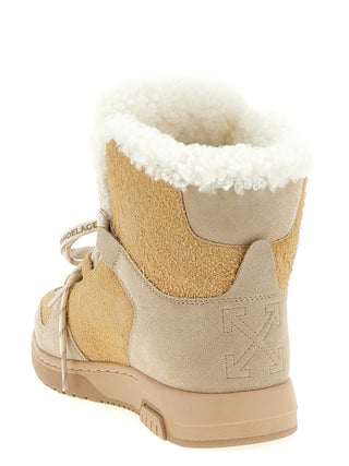 Off-White Beige Calfskin Ankle Boots