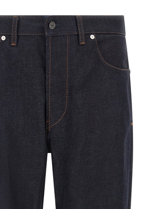 Stone Island Blue Cotton Straight-Leg Jeans