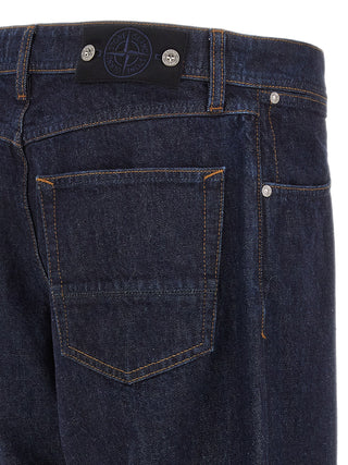 Stone Island Blue Cotton Straight-Leg Jeans