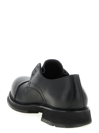 Balenciaga Black Bull Skin Slip-On Loafers