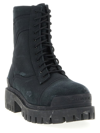 Balenciaga Strike Canvas Lace-Up Boots