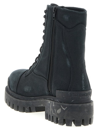 Balenciaga Strike Canvas Lace-Up Boots