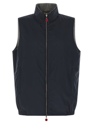 Kiton Blue Cotton Sleeveless Jacket