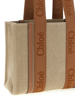 Chloé Brown Linen Tote Bag