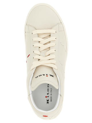 Kiton White Nubuc Leather Low Top Sneakers