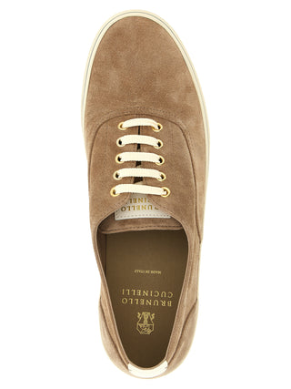 Brunello Cucinelli Beige Calfskin Low Top Sneakers