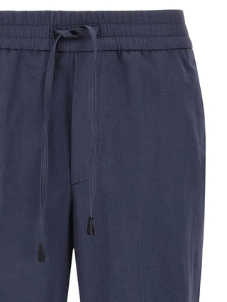 Brioni Blue Linen Casual Pants