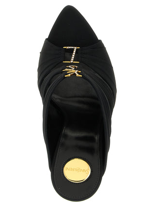 Saint Laurent Black Viscose Stiletto Heel Sandals