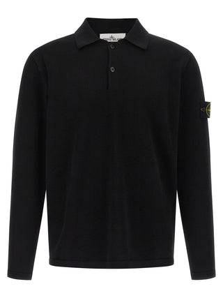Stone Island Black Cotton Polo Shirt
