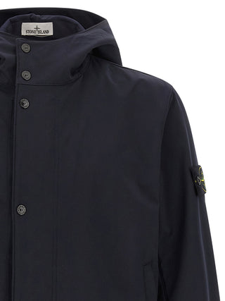 Stone Island Blue Polyester Shell Jacket