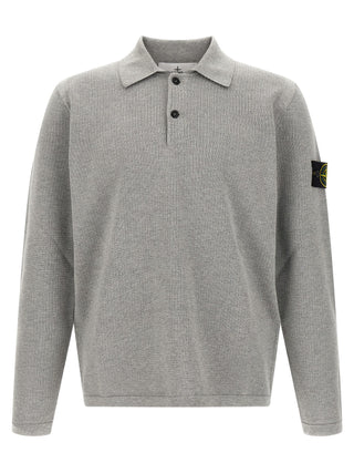 Stone Island Gray Cotton Polo Shirt