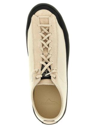 Stone Island Beige Calfskin Low Top Sneakers