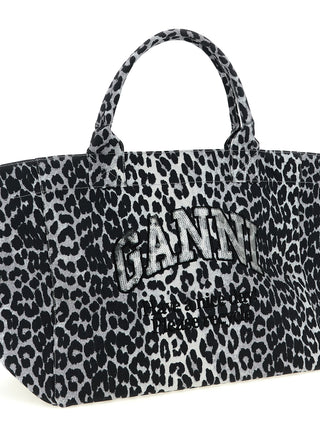 Ganni Gray Recycled Cotton Tote Bag