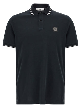 Stone Island Blue Cotton Polo Shirt