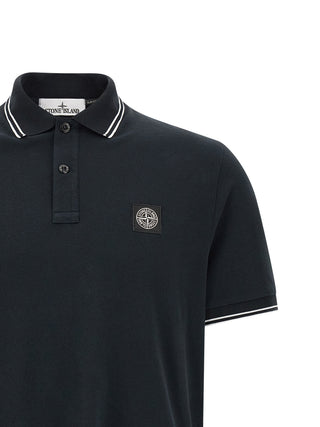Stone Island Blue Cotton Polo Shirt