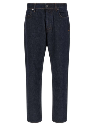 Stone Island Blue Cotton Straight-Leg Jeans