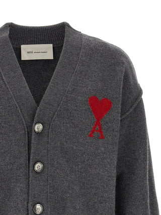Ami Paris Gray Wool Cardigan