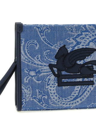 Etro Blue Cotton Clutch Bag