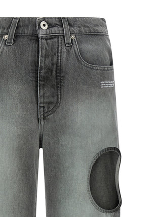 Off-White Gray Cotton Straight-Leg Jeans